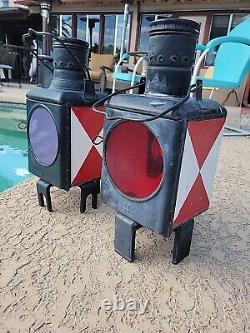 Antique German Railroad Two Kerosene Lights