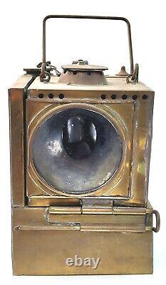 Antique Gillet & Forest Brass Railroad Lamp Double Burner Lantern