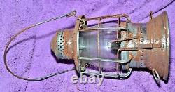 Antique Handheld Deck Lantern With Railroad Globe