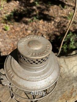 Antique Handlan ICRR Illinois Central Railroad Lantern Embossed Blue Globe