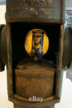 Antique Handlan Railroad Lantern New York Central System Blue & Amber 4 Way