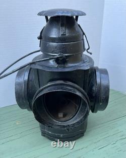 Antique Handlan St Louis Railroad Switch Lantern Lamp Parts As Is Cracked READ