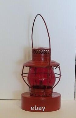 Antique Hanlan St. Louis Atlanta Gas Co Red Globe Railroad Lantern embossed