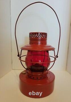 Antique Hanlan St. Louis Atlanta Gas Co Red Globe Railroad Lantern embossed