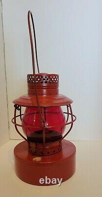 Antique Hanlan St. Louis Atlanta Gas Co Red Globe Railroad Lantern embossed