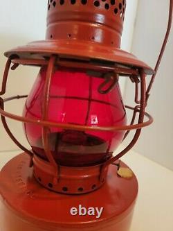 Antique Hanlan St. Louis Atlanta Gas Co Red Globe Railroad Lantern embossed