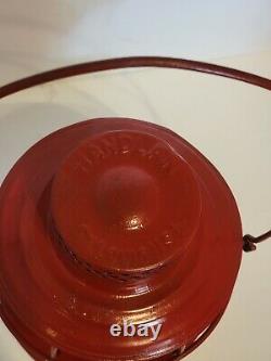 Antique Hanlan St. Louis Atlanta Gas Co Red Globe Railroad Lantern embossed