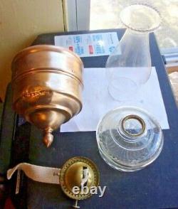 Antique Heavy Brass Bracket Railway Car Glass Oil Lamp
