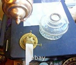 Antique Heavy Brass Bracket Railway Car Glass Oil Lamp