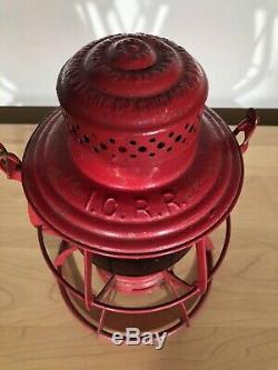 Antique ICRR Illinois Central Railroad Lantern A&W THE ADAMS With Red Globe RARE