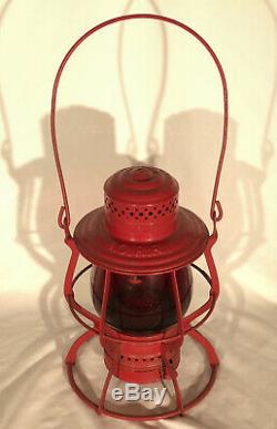 Antique ICRR Illinois Central Railroad Lantern A&W THE ADAMS With Red Globe RARE