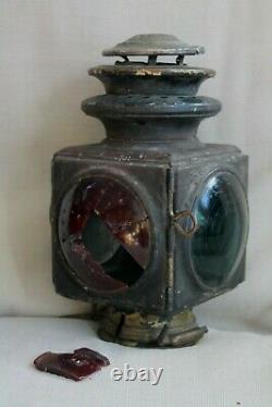 Antique Indiana Lamp Co Connorsville Buggy Railroad Lamp Light Lantern 3 Lens