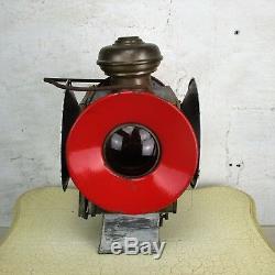 Antique Industrial Railroad Railway Oil Lamp 4 way Signal Lantern Steampunk