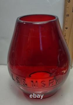 Antique LS&MS Ry Red Glass Railroad Lantern Globe Lake Shore Michigan Southern