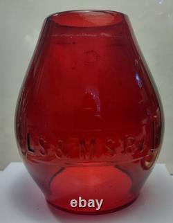 Antique LS&MS Ry Red Glass Railroad Lantern Globe Lake Shore Michigan Southern