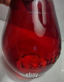 Antique LS&MS Ry Red Glass Railroad Lantern Globe Lake Shore Michigan Southern