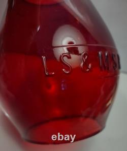 Antique LS&MS Ry Red Glass Railroad Lantern Globe Lake Shore Michigan Southern