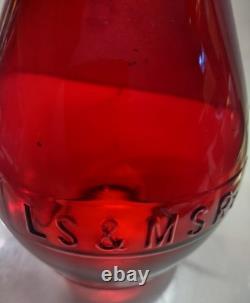 Antique LS&MS Ry Red Glass Railroad Lantern Globe Lake Shore Michigan Southern