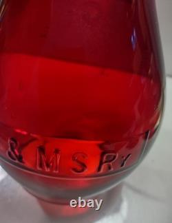 Antique LS&MS Ry Red Glass Railroad Lantern Globe Lake Shore Michigan Southern