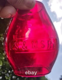Antique LS&MS Ry Red Glass Railroad Lantern Globe Lake Shore Michigan Southern