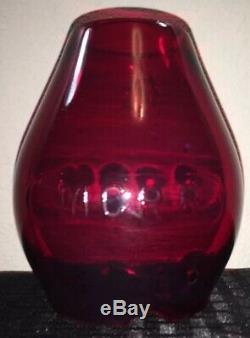 Antique MCRR Lantern Globe RARE Michigan Central Railroad Red Ruby Embossed Lens