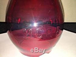Antique MCRR Lantern Globe RARE Michigan Central Railroad Red Ruby Embossed Lens