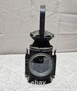 Antique O. E. &S. Signal Lantern Industrial Hand Lantern Riveted Steel Vintage