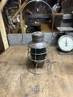 Antique Old Rare Rayo No 39 WB Railroad RR Oil Lantern Lamp Green Teal Globe USA