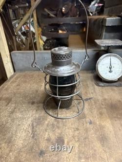 Antique Old Rare Rayo No 39 WB Railroad RR Oil Lantern Lamp Green Teal Globe USA