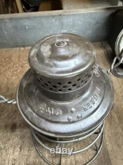 Antique Old Rare Rayo No 39 WB Railroad RR Oil Lantern Lamp Green Teal Globe USA
