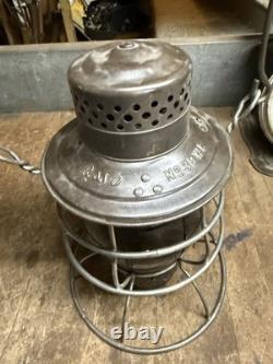 Antique Old Rare Rayo No 39 WB Railroad RR Oil Lantern Lamp Green Teal Globe USA
