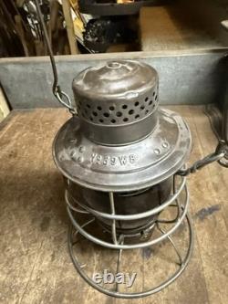Antique Old Rare Rayo No 39 WB Railroad RR Oil Lantern Lamp Green Teal Globe USA