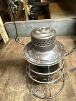 Antique Old Rare Rayo No 39 WB Railroad RR Oil Lantern Lamp Green Teal Globe USA