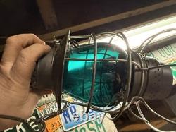 Antique Old Rare Rayo No 39 WB Railroad RR Oil Lantern Lamp Green Teal Globe USA