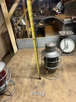 Antique Old Rare Rayo No 39 WB Railroad RR Oil Lantern Lamp Green Teal Globe USA