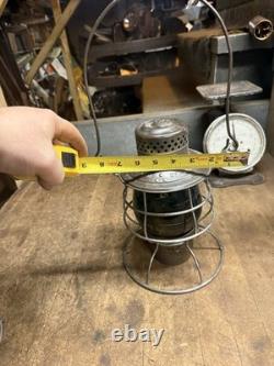 Antique Old Rare Rayo No 39 WB Railroad RR Oil Lantern Lamp Green Teal Globe USA