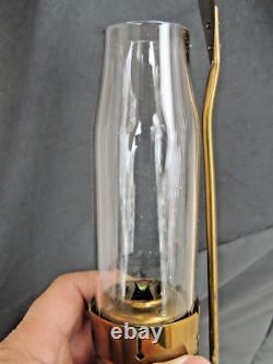 Antique Pair 1907 Railroad Candle Lamps withGlass Wall Mounted with Smoke Shield