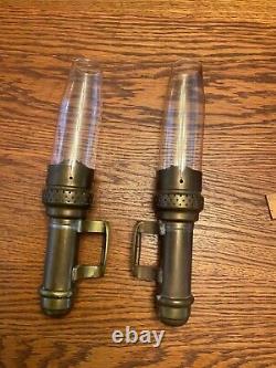 Antique Pair Brass Railroad Caboose Wall Sconce Lamps Pat 9-10-1907