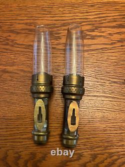 Antique Pair Brass Railroad Caboose Wall Sconce Lamps Pat 9-10-1907