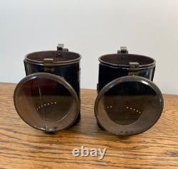 Antique Pair Of Railway Carriage Signal Lamps Handlamps Lanterns Gwr Br