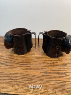 Antique Pair Of Railway Carriage Signal Lamps Handlamps Lanterns Gwr Br
