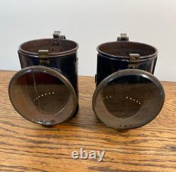 Antique Pair Of Railway Carriage Signal Lamps Handlamps Lanterns Gwr Br