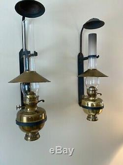 Antique Pair Railroad Caboose Lantern Wall bracket RR, Burner Oil Lamp