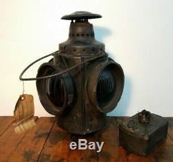 Antique Peter Grey Boston 4-Way Railroad Switch Signal Lantern, Rutland Railway