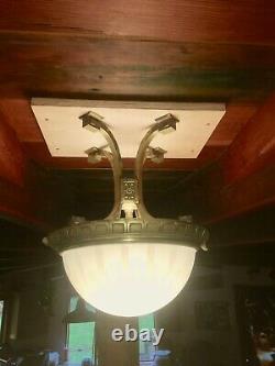 Antique Pullman Railroad Cast Brass Ceiling Chandelier Palace Car Light