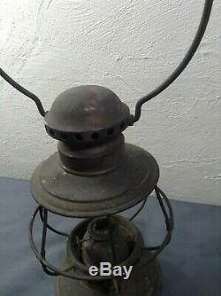 Antique R. E. Dietz New York USA 3 Conductor Railroad Lantern RARE No Globe LOOK