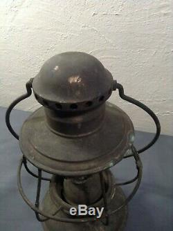 Antique R. E. Dietz New York USA 3 Conductor Railroad Lantern RARE No Globe LOOK