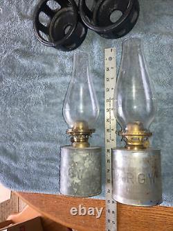 Antique RR Caboose Bunk Car Railroad Lamp Marked D&RGW Set Of 2