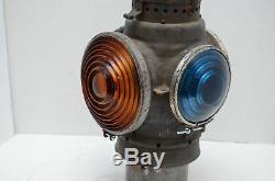 Antique RR Lamp Lantern 4 Way Railroad Switch Signal Train Santa Fe VTG light