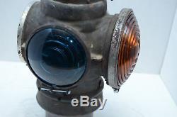 Antique RR Lamp Lantern 4 Way Railroad Switch Signal Train Santa Fe VTG light